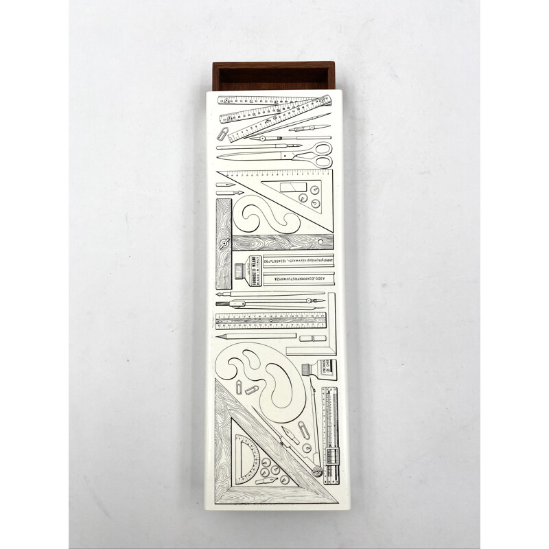 Mid-century 'Riga e Squadra' cigar box by Piero Fornasetti, Milano Italy