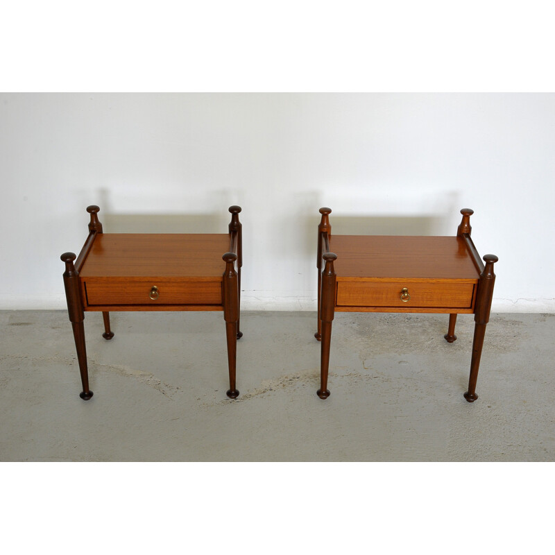 Pair of vintage teak night stand by Gautier, France 1960s