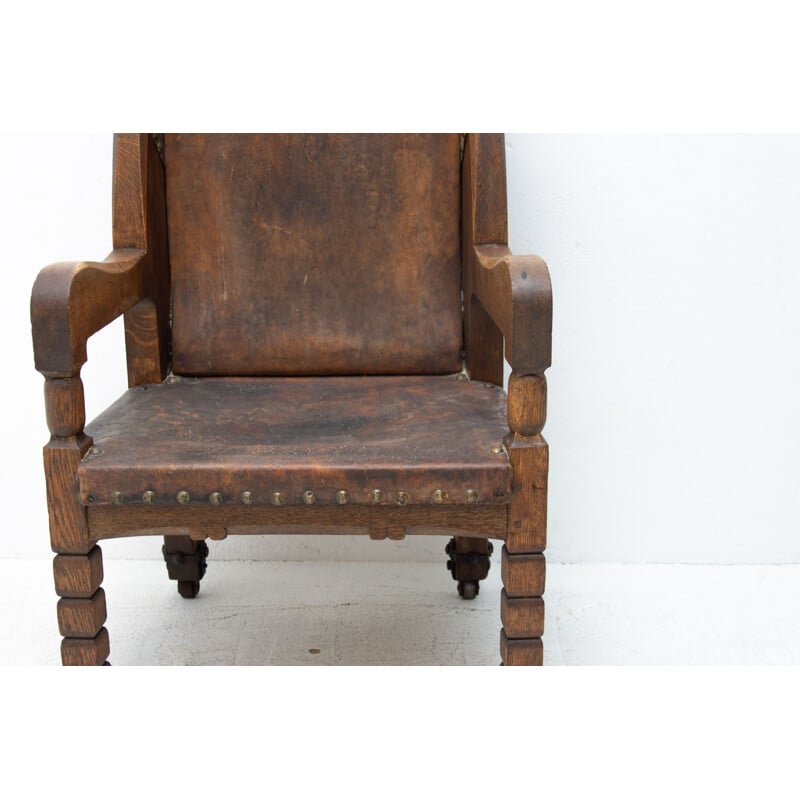 Fauteuil trône massif vintage de style historiciste