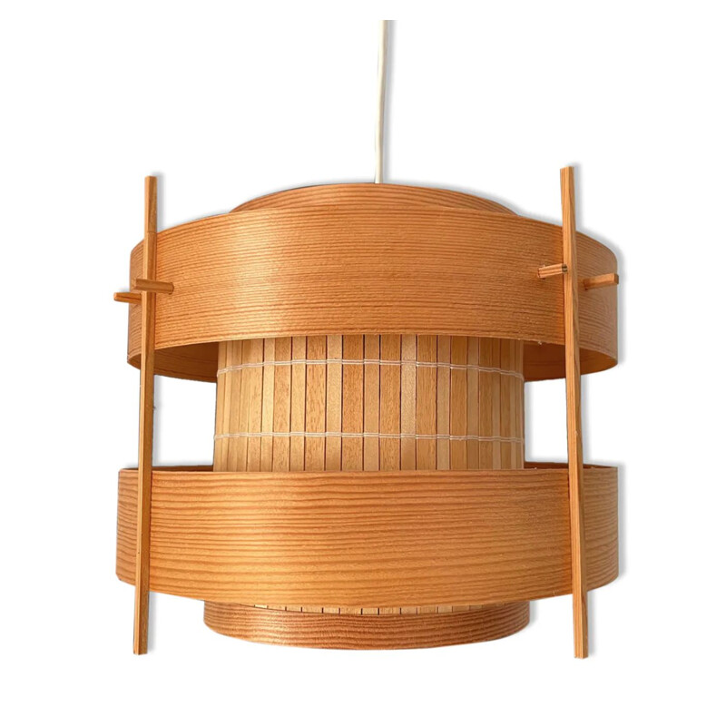 Vintage pine slat lamp by Hans Agne Jakobsson, Sweden 1960s