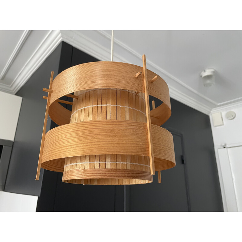 Vintage pine slat lamp by Hans Agne Jakobsson, Sweden 1960s