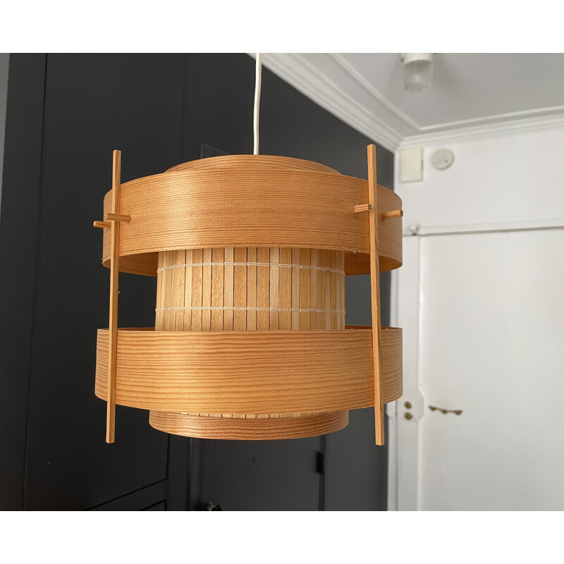 Vintage pine slat lamp by Hans Agne Jakobsson, Sweden 1960s