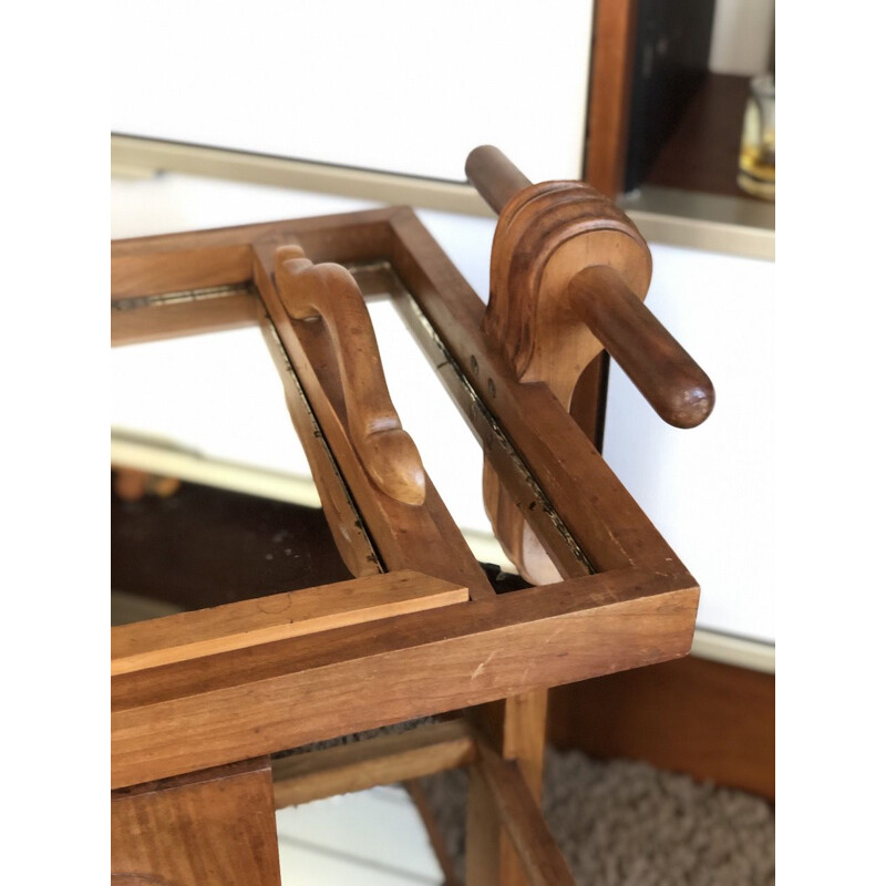 Vintage solid walnut serving table in the brutalist style by Victor Courtray, 1940 s