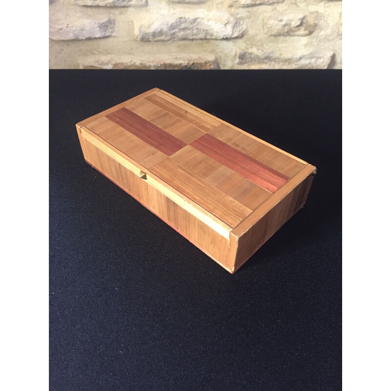 Vintage box in straw marquetry by J.M Franck