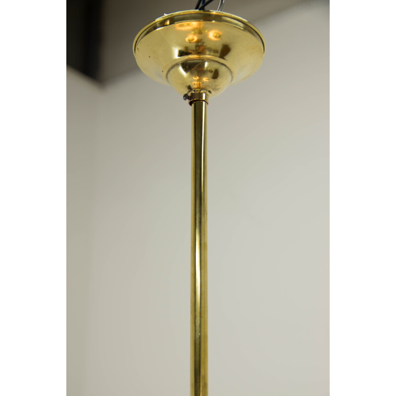 Vintage Art Deco brass 4-flame chandelier, 1930