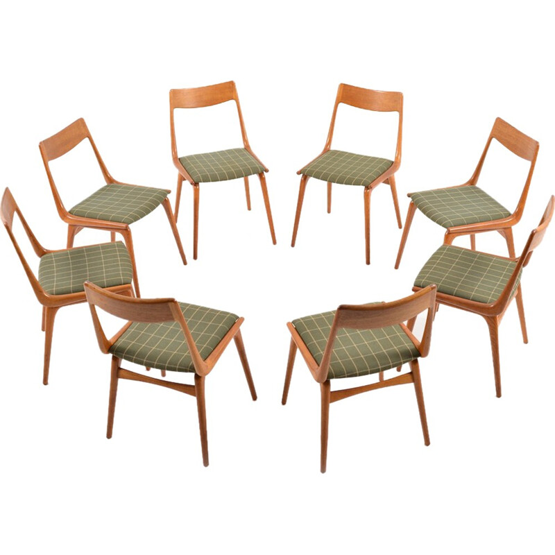 Set of 8 Slagelse Møbelvaerk "Boomerang" dining chairs in teak, Alfred CHRISTENSEN - 1960s 