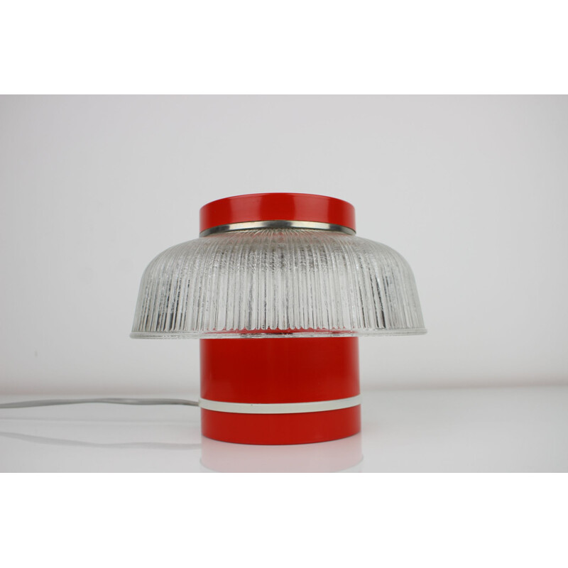 Mid-century metal and glass table lamp by Napako, Czechoslovakia 1960s