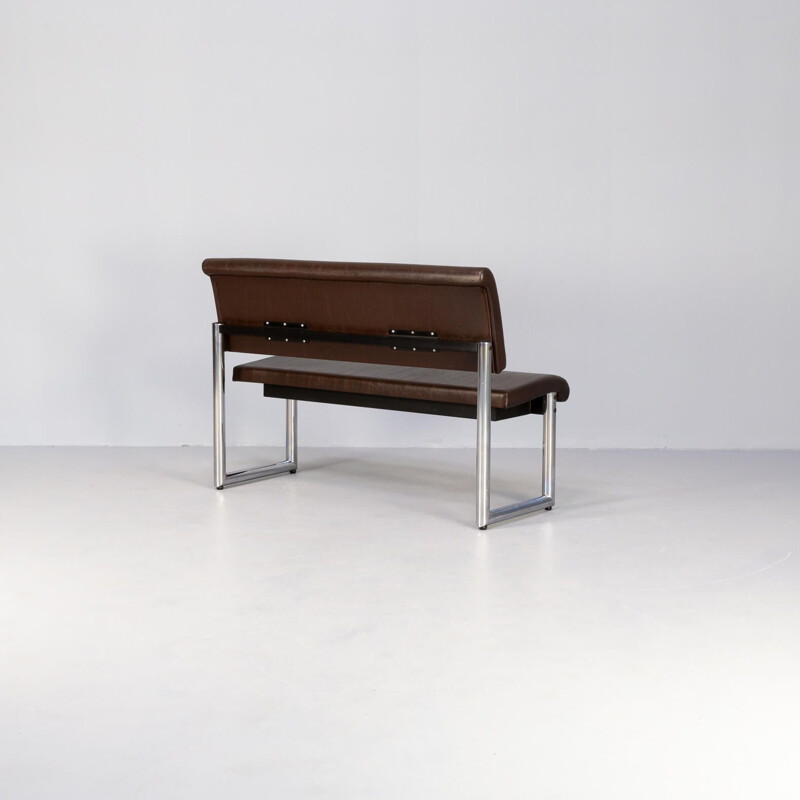 Mid century bench in metal and comfortable skai, 1990