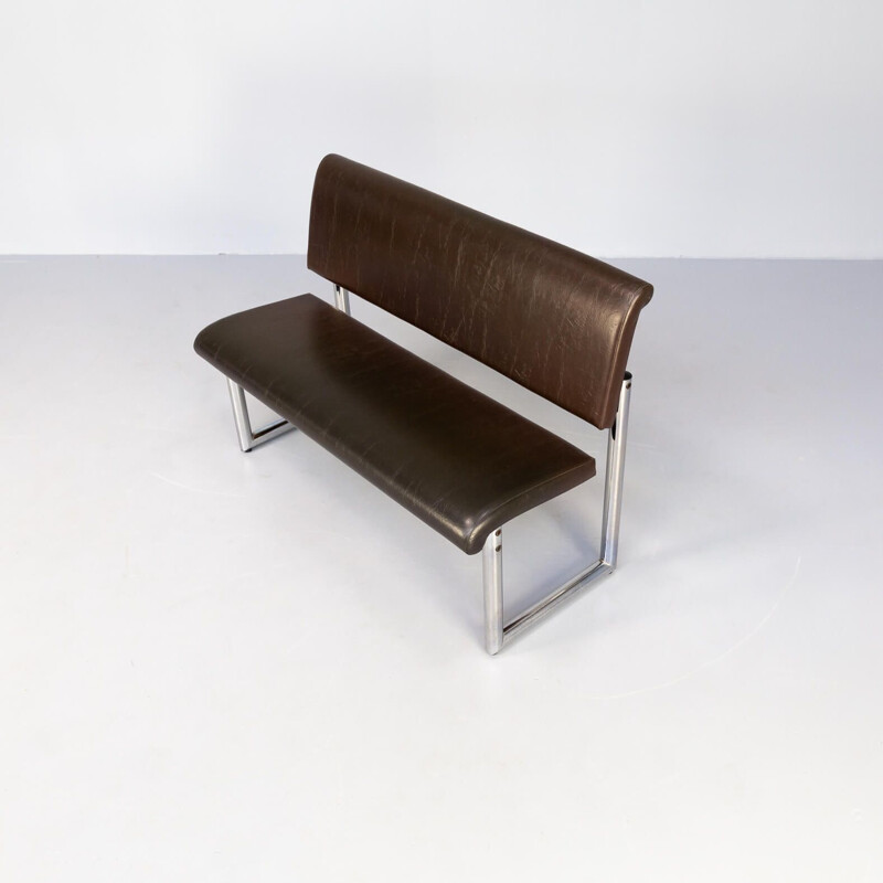 Mid century bench in metal and comfortable skai, 1990