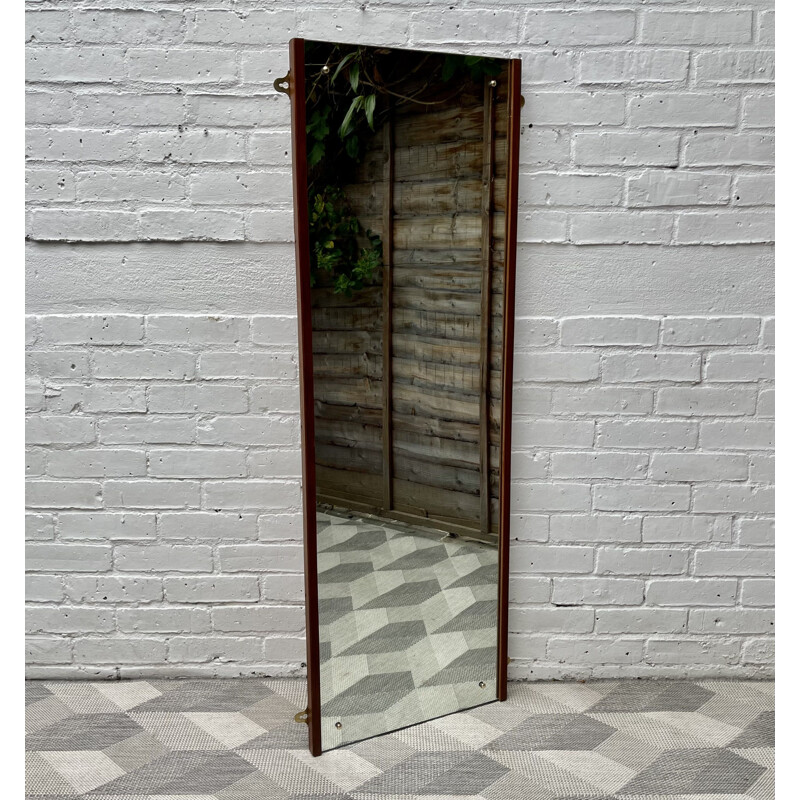 Mid-century rectangular wall mirror teak frame, 1970s 