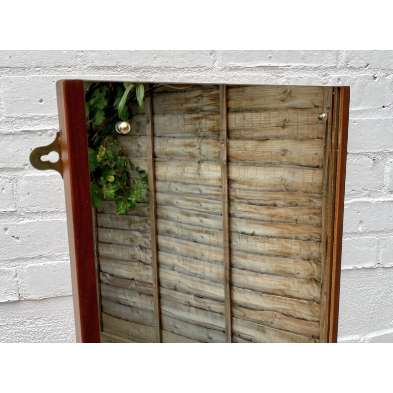 Mid-century rectangular wall mirror teak frame, 1970s 