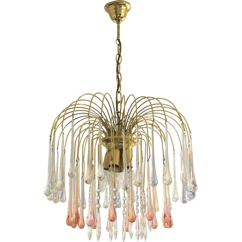 Vintage Murano glass chandelier in the shape of a water drop, Italy 1970s