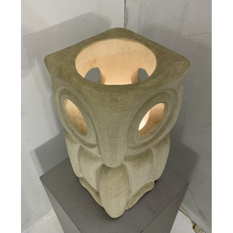 Mid century stone desk lamp in the shape of an owl by Albert Tormos, France 1970