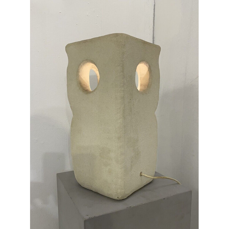 Lampe de bureau vintage en pierre en forme de hibou par Albert Tormos, France 1970