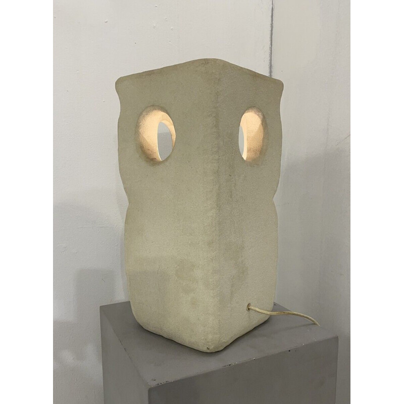 Mid century stone desk lamp in the shape of an owl by Albert Tormos, France 1970