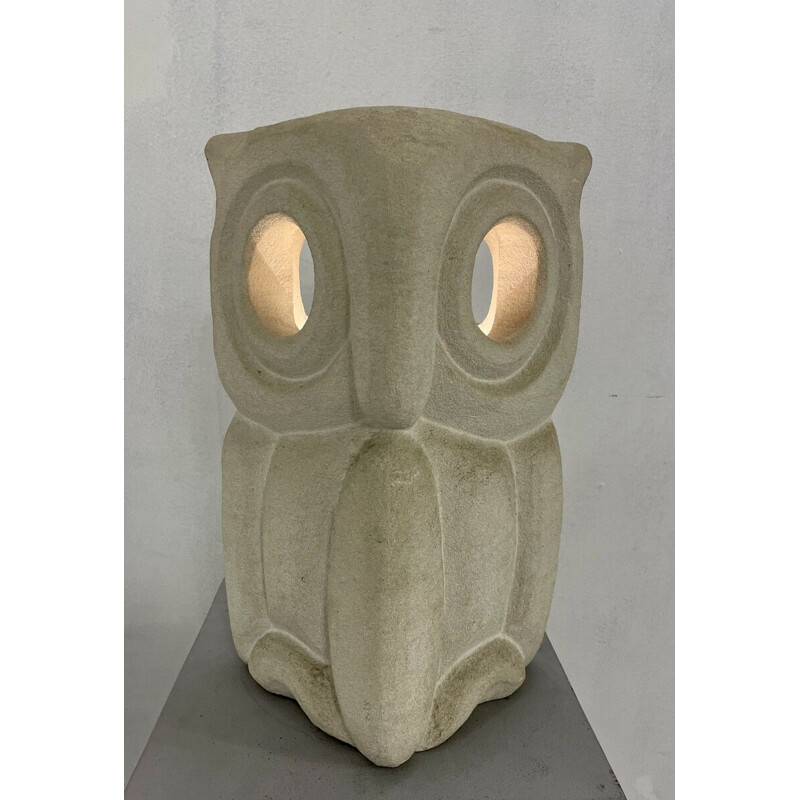 Mid century stone desk lamp in the shape of an owl by Albert Tormos, France 1970