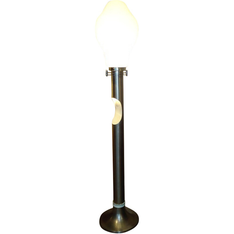 Large floor lamp in metal and blown Murano glass - 1970s