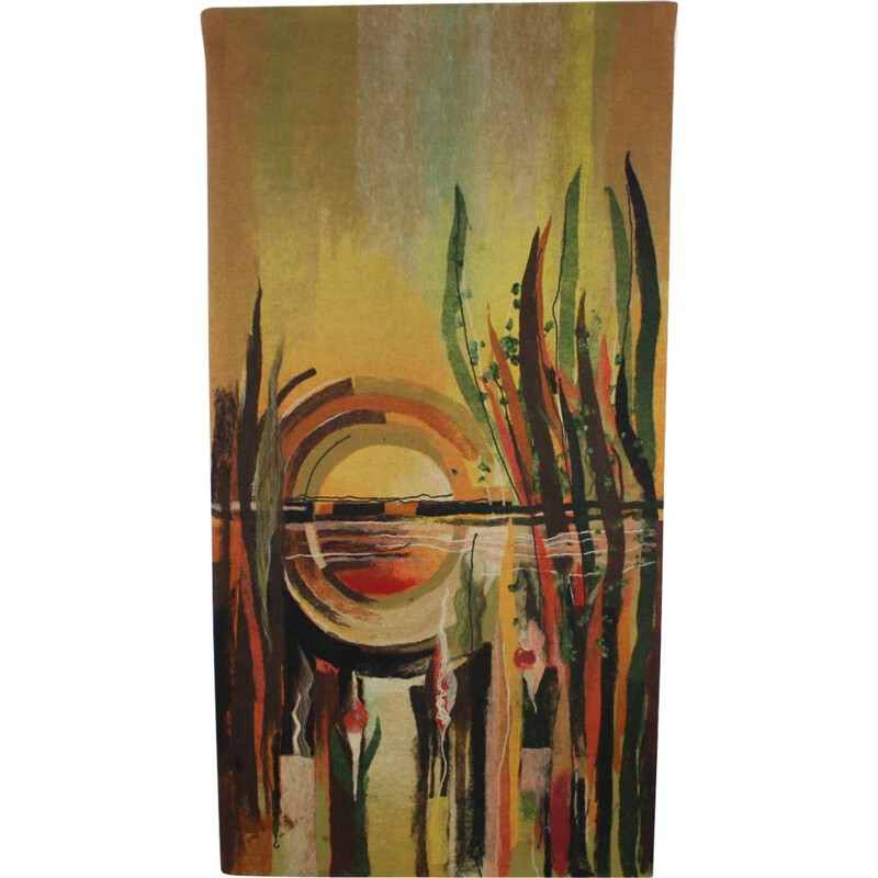 Mid-century abstract design handmade wool tapestry by Ivana Staňková, Czechoslovakia 1988s