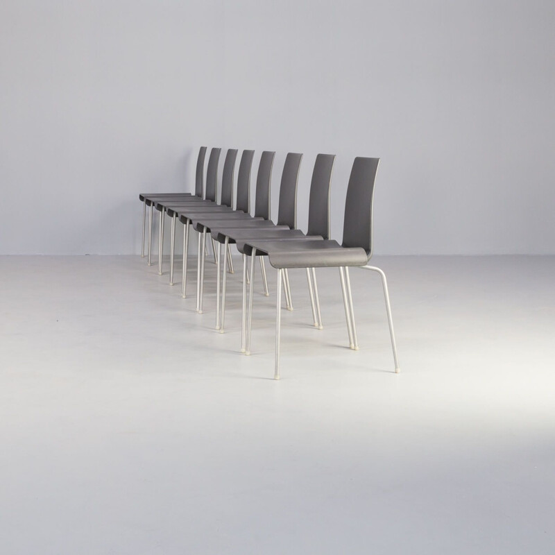 Set of 8 vintage metal and acrylic chairs by Uwe Fischer Tama for B&B, Italy 1990