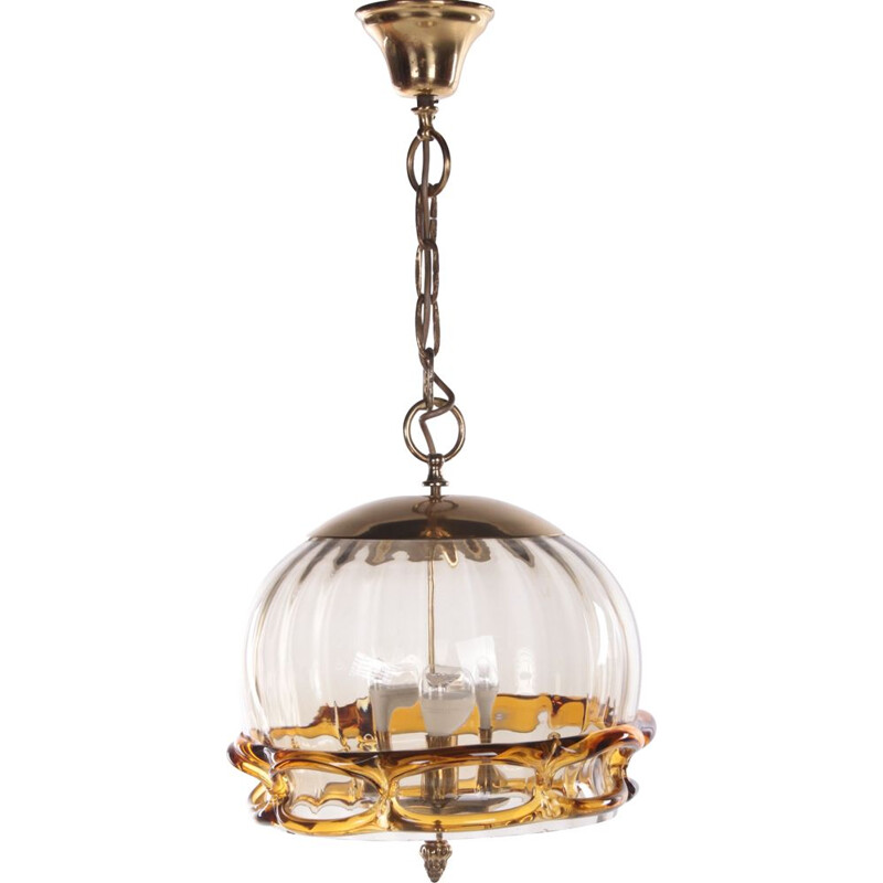 Mid-century Hollywood Regency pendant lamp with Murano glass by Fischer Leuchten, 1970s