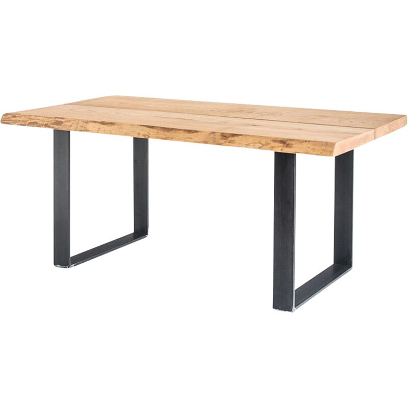 Solid ashwood dining table with treated iron legs