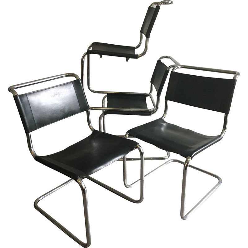 Set of 4 vintage B33 chairs by Marcel Breuer for Thonet, 1970s