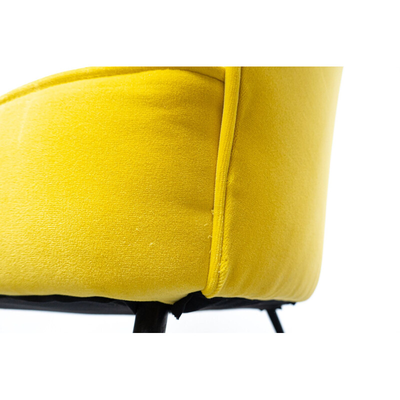 Pair of mid-century yellow fabric armchairs, Italy 1960s