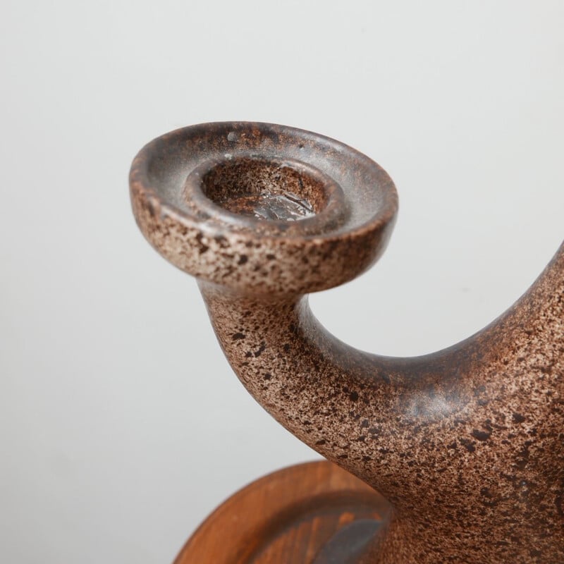 Mid-century three arms ceramic artist candlestick by Bastian Kemper, Holland 1970s