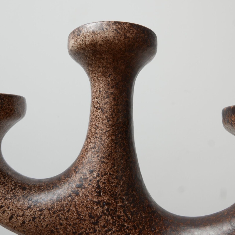 Mid-century three arms ceramic artist candlestick by Bastian Kemper, Holland 1970s