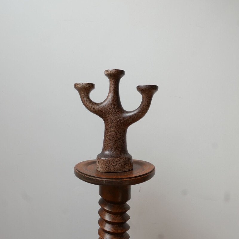 Mid-century three arms ceramic artist candlestick by Bastian Kemper, Holland 1970s