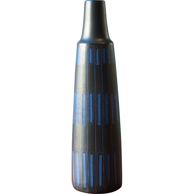 Black and blue ceramic BR Keramik vase, Eigil HINRICHSEN - 1960s 