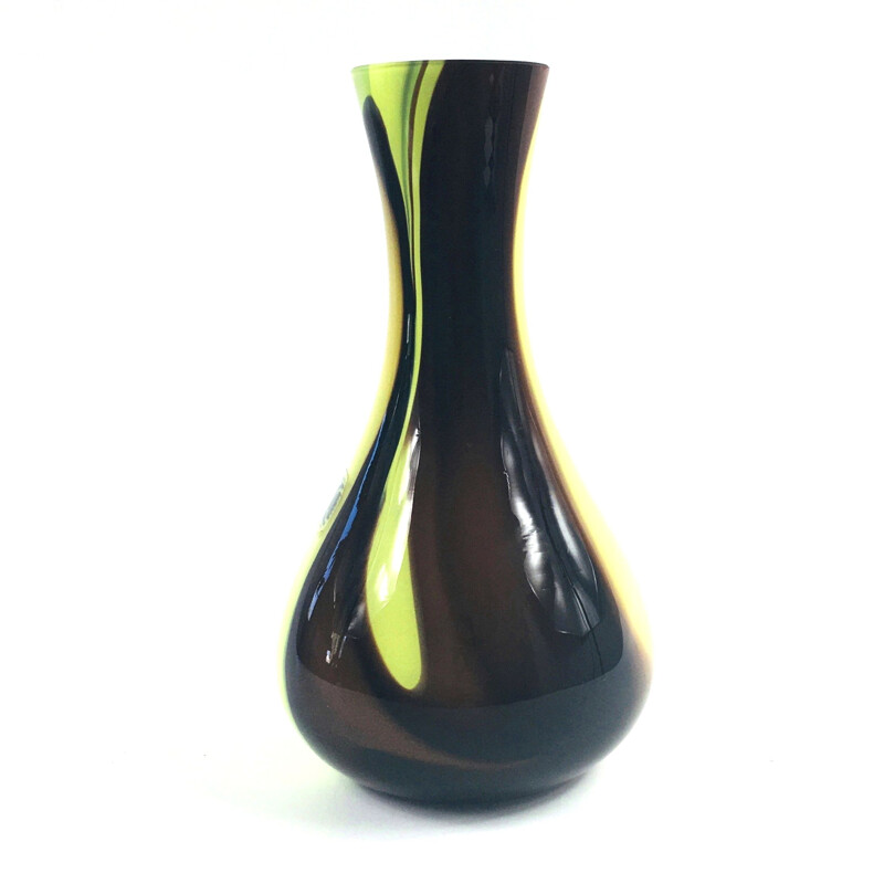 Labelled Murano glass vintage vase by Carlo Moretti for Murano, Italy 1970s