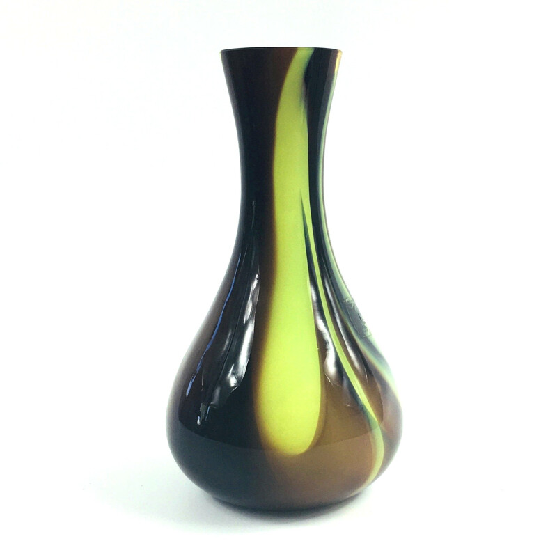 Labelled Murano glass vintage vase by Carlo Moretti for Murano, Italy 1970s