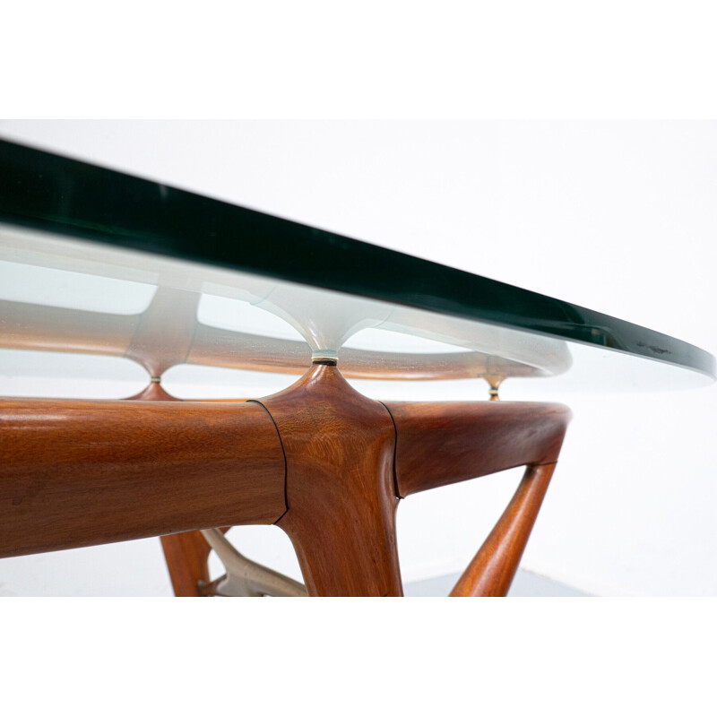 Mid-century walnut & brass dining table by Ico Parisi, Italy 1950s