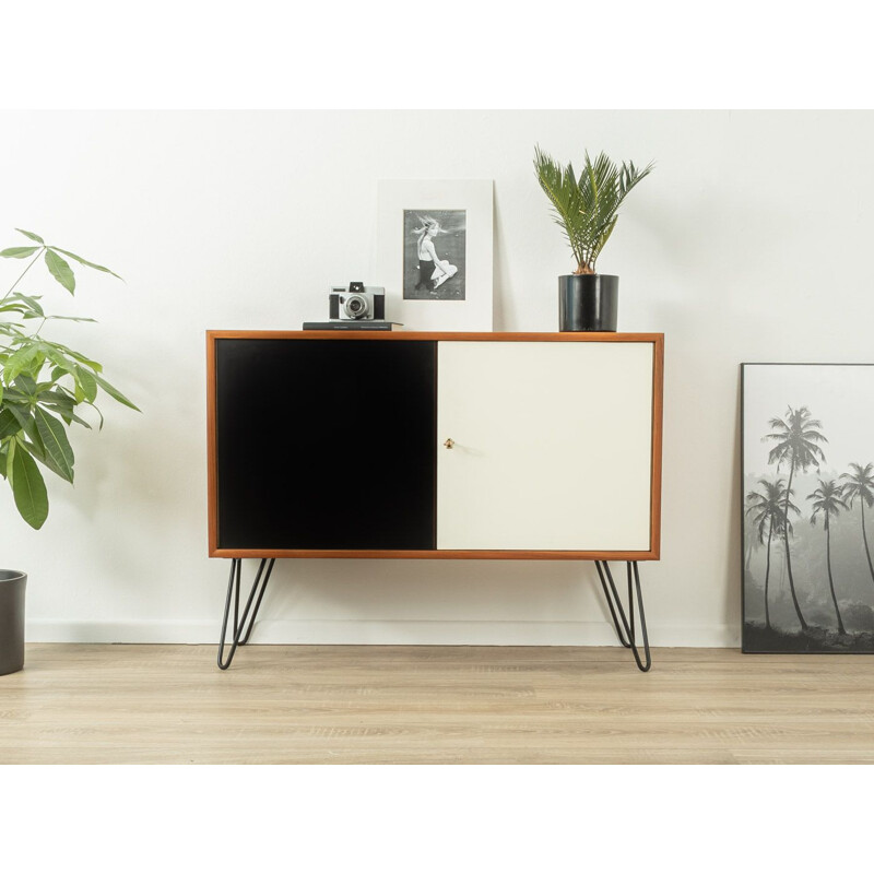 Vintage teak black and white highboard by WK Möbel, Germany 1960s