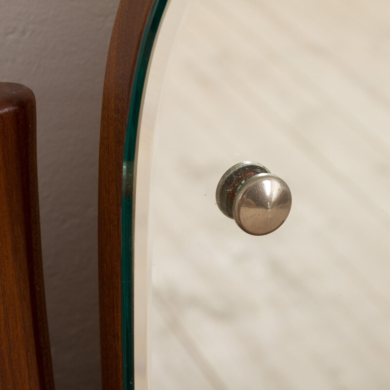 Scandinavian vintage teak dressing table with adjustable mirrors and 7 drawers, 1950