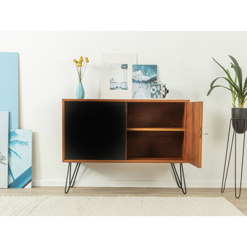 Teak and formica black and white vintage highboard by WK Möbel, Germany 1960s