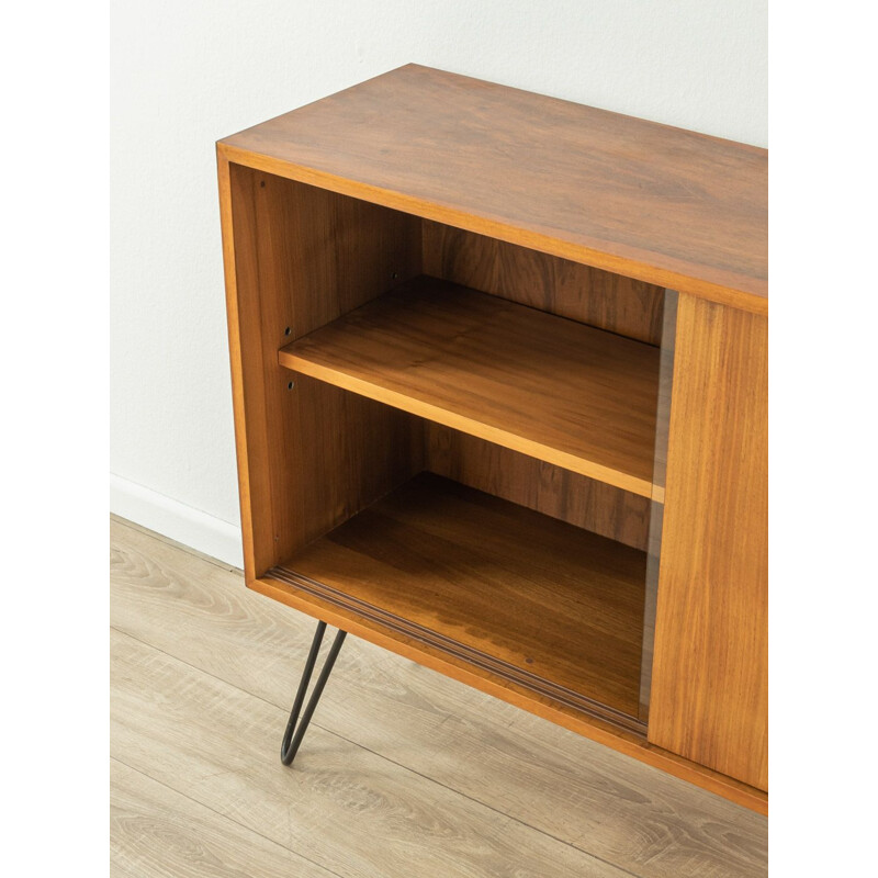 Vintage walnut highboard with one sliding glass door, Germany 1960s