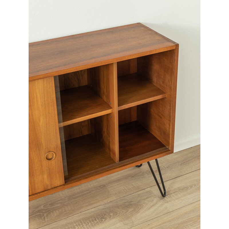 Vintage walnut highboard with one sliding glass door, Germany 1960s