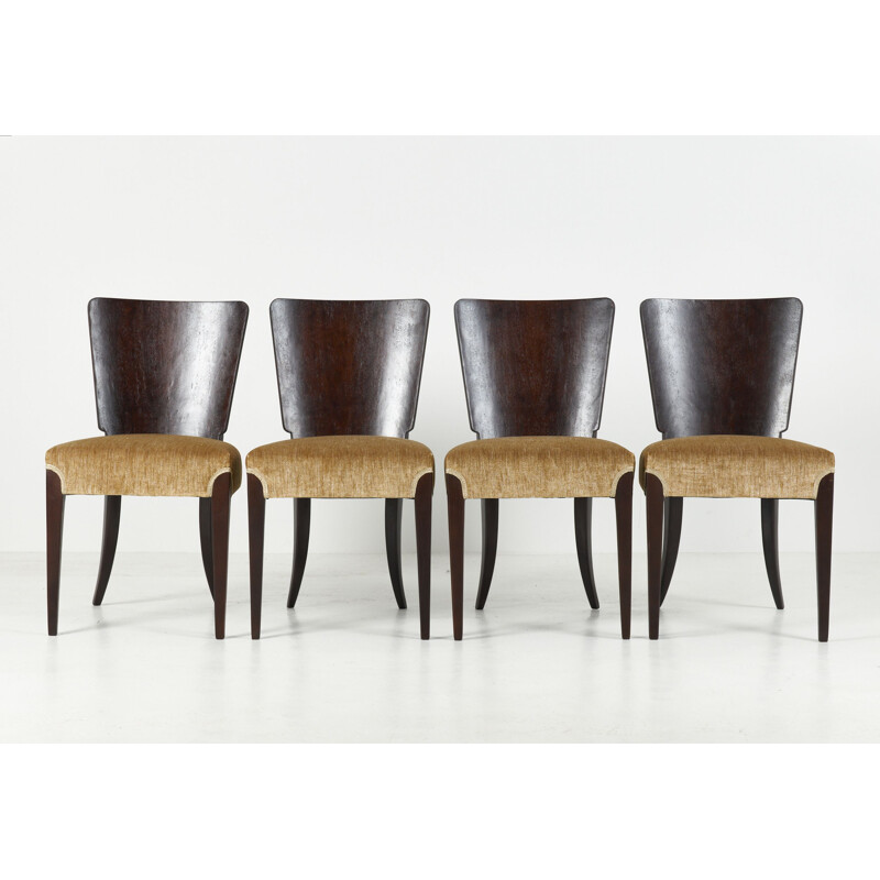 Set of 4 vintage chairs model H 214 by Jindřich Halabala, Czechoslovakia 1930