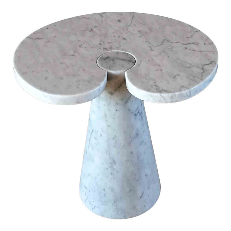 Pareja de mesas auxiliares vintage Eros en mármol blanco de Carrara de Angelo Mangiarotti para Skipper, 1971