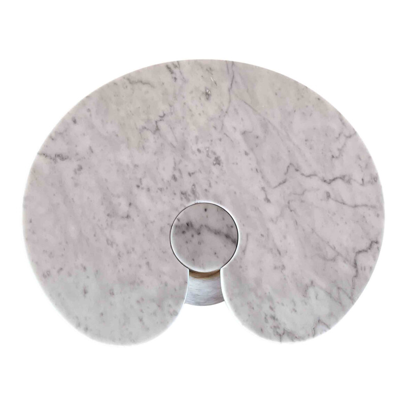 Par de mesas laterais Eros vintage em mármore branco Carrara de Angelo Mangiarotti para Skipper, 1971