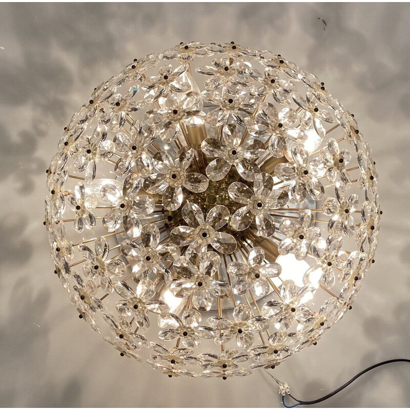 Lustre vintage en cristal à encastrer, Italie 1960