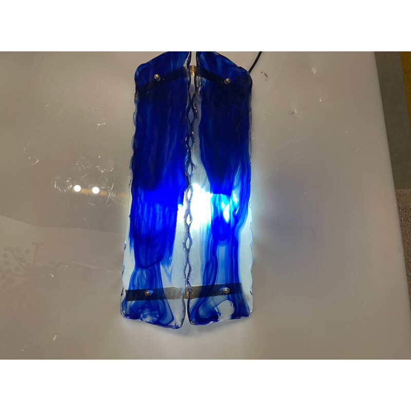 Blue Murano glass vintage wall lamp