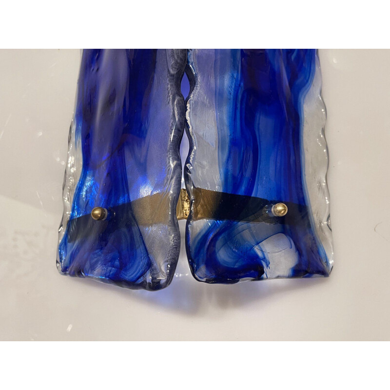 Applique vintage in vetro di Murano blu