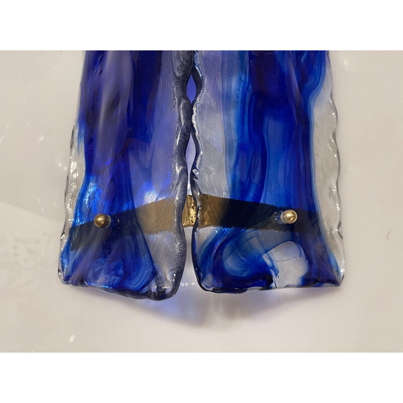 Blue Murano glass vintage wall lamp