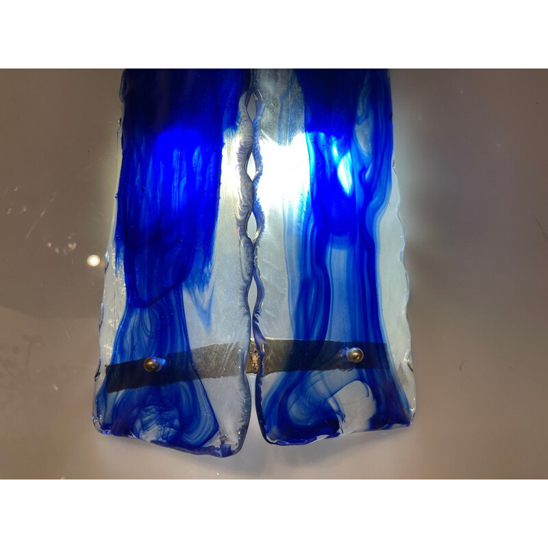 Blue Murano glass vintage wall lamp