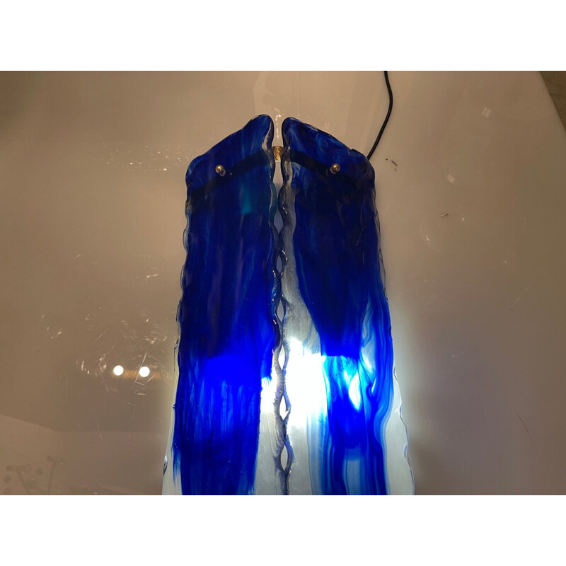 Blue Murano glass vintage wall lamp