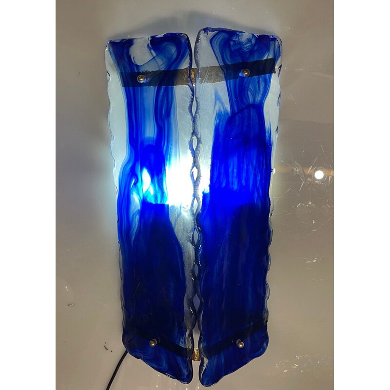Blue Murano glass vintage wall lamp