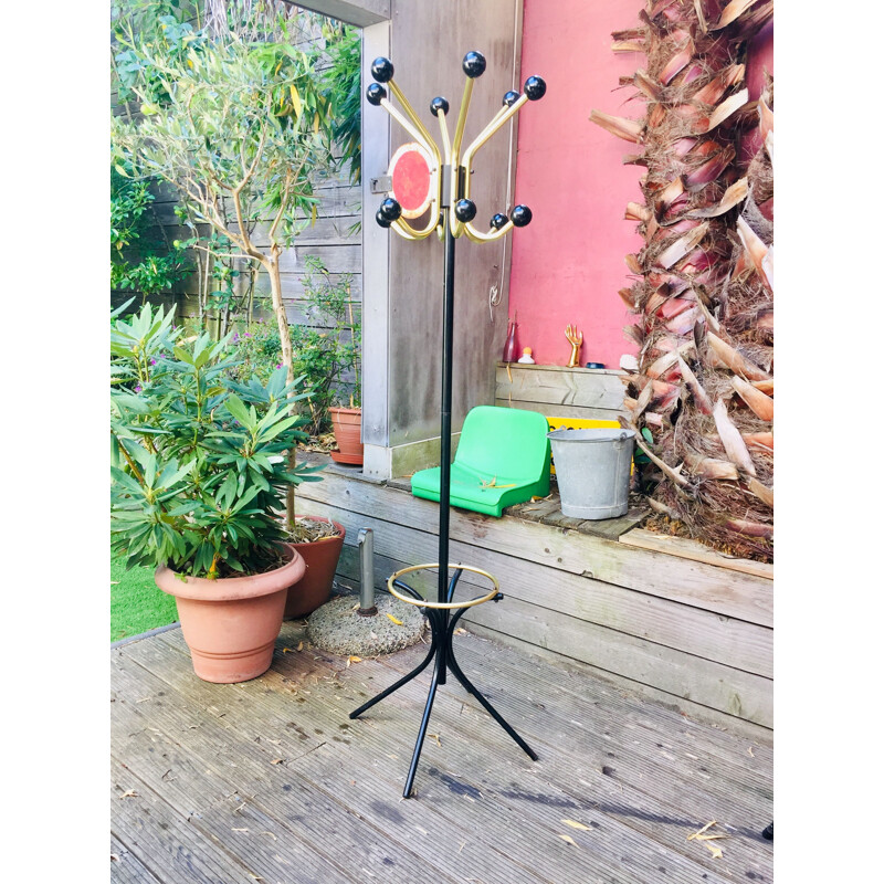 Vintage coat rack "Parrot" black and gold